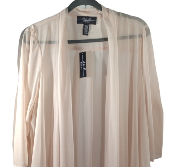 R & M Richards Collection Lightweight Sheer Flowy Cream Cardigan SZ 16W - Picture 4 of 9
